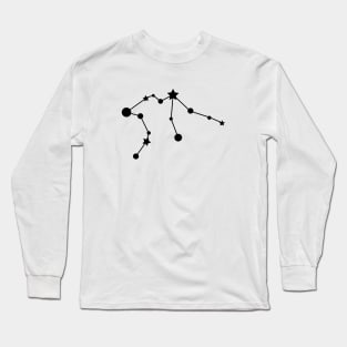 Aquarius Zodiac Constellation in Black Long Sleeve T-Shirt